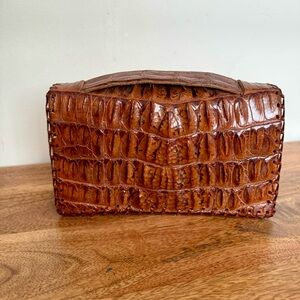 Vintage 1960s Genuine Crocodile Skin Clutch Bag